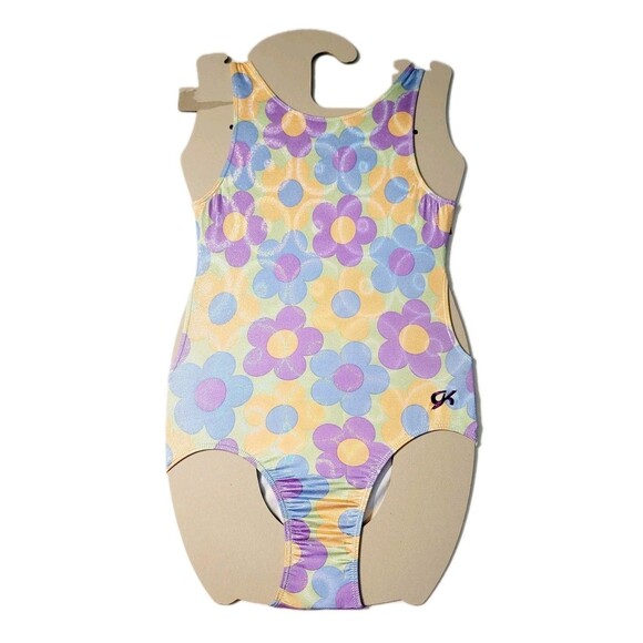 GK Elite VTG Holographic Shimmer Flower Power Cutout Leotard Bodysuit AL Adult L - Picture 3 of 16